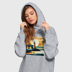 Женское худи-платье Маяк под лучами солнца минимализм, цвет: меланж — фото 2