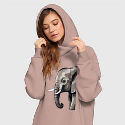 Женское худи-платье Большой африканский слон, цвет: пыльно-розовый — фото 2