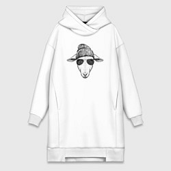 Женское худи-платье Овечка в шапке, цвет: белый