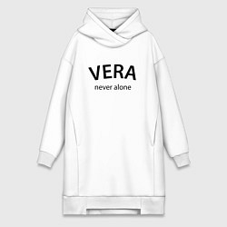 Женское худи-платье Vera never alone - motto, цвет: белый