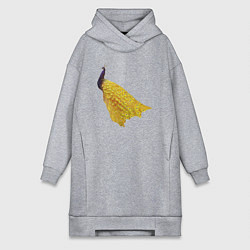 Женская толстовка-платье Павлин с золотым хвостом