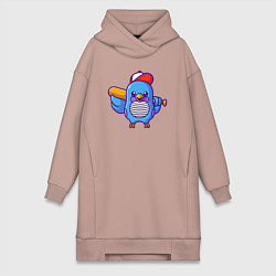 Женская толстовка-платье Птичка бейсболист