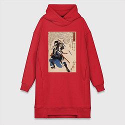 Женское худи-платье Самурай Юкугава Сэмпэй Мурэнори: портреты укиё-э 4, цвет: красный