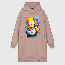 Женская толстовка-платье Bart Simpson with a kitten - ai art