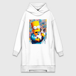 Женская толстовка-платье Bart Simpson with a kitten - ai art