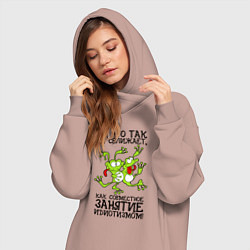 Женское худи-платье Занятие идиотизмом, цвет: пыльно-розовый — фото 2