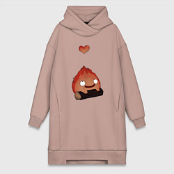 Женская толстовка-платье Кальцифер сердце