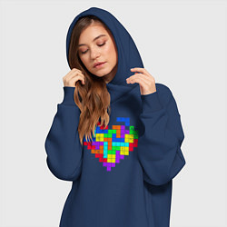 Женское худи-платье Color tetris, цвет: тёмно-синий — фото 2