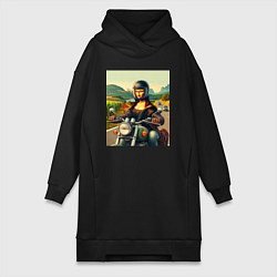 Женское худи-платье Mona Lisa on a motorcycle - ai art, цвет: черный