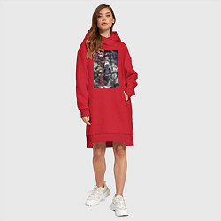 Женское худи-платье Евангелион Аска Лэнгли Сорью, цвет: красный — фото 2