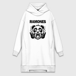 Женское худи-платье Ramones - rock panda, цвет: белый