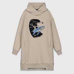 Женская толстовка-платье Космонавт и кит