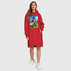 Женское худи-платье Jotaro Kujo and Minecraft - collaboration, цвет: красный — фото 2