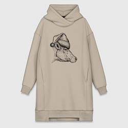 Женская толстовка-платье Новогодняя корова