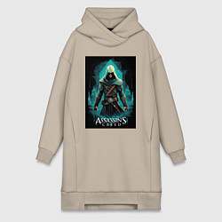 Женское худи-платье Assassins creed изумрудный туман, цвет: миндальный