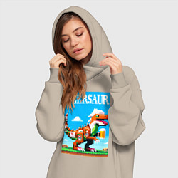 Женское худи-платье Beersaur - pixel art, цвет: миндальный — фото 2