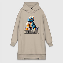 Женская толстовка-платье Пивозавр - пиксель арт нейросеть