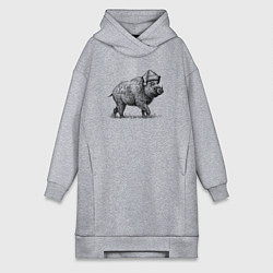 Женская толстовка-платье Новогодний кабан