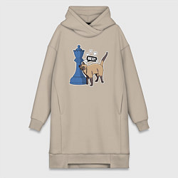 Женская толстовка-платье Кот Оникс и шахматный ферзь