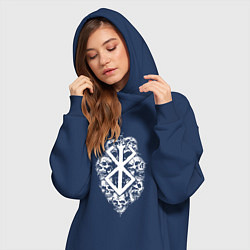 Женское худи-платье Клеймо жертвы с черепами - Берсерк, цвет: тёмно-синий — фото 2