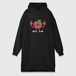Женское худи-платье Apple fuck, цвет: черный