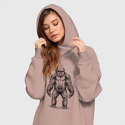 Женское худи-платье Новогодняя горилла, цвет: пыльно-розовый — фото 2