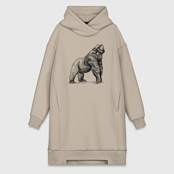 Женская толстовка-платье Новогодняя обезьяна горилла