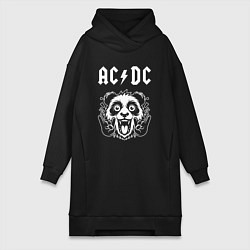 Женское худи-платье AC DC rock panda, цвет: черный