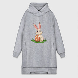 Женская толстовка-платье Пасхальный кролик и пасхальное яйцо