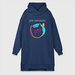Женское худи-платье Joy Division rock star cat, цвет: тёмно-синий