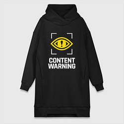 Женское худи-платье Content Warning logo, цвет: черный