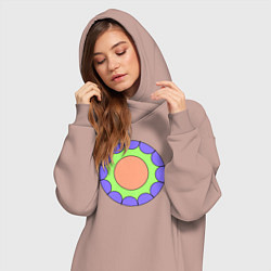 Женское худи-платье Салатовая звезда с окружностями, цвет: пыльно-розовый — фото 2