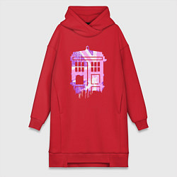 Женское худи-платье Pink tardis, цвет: красный