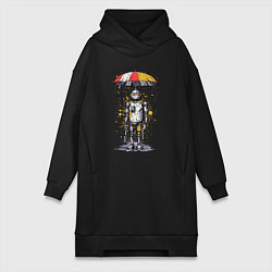Женская толстовка-платье Одинокий робот под зонтом
