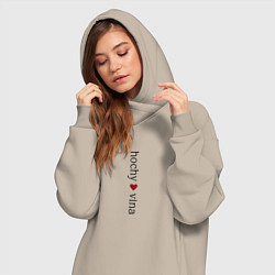 Женское худи-платье Хочу вина стильный минимализм, цвет: миндальный — фото 2
