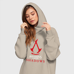 Женское худи-платье Assassins creed shadows logo, цвет: миндальный — фото 2