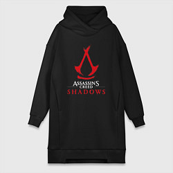 Женское худи-платье Assassins creed shadows logo, цвет: черный