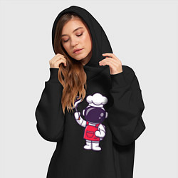Женское худи-платье Повар космонавт, цвет: черный — фото 2