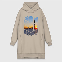 Женское худи-платье Лахта центр в Санкт-Петербурге, цвет: миндальный