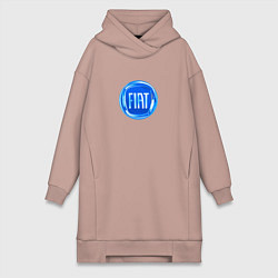 Женское худи-платье FIAT logo blue, цвет: пыльно-розовый