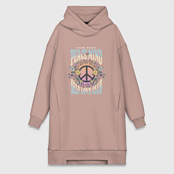 Женское худи-платье Мир в голове, цвет: пыльно-розовый