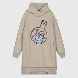 Женская толстовка-платье Скелеты в колбе