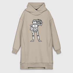 Женская толстовка-платье Робот с бумбоксом