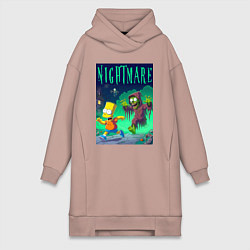 Женская толстовка-платье Барт Симпсон убегает от зомби - нейросеть