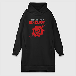 Женское худи-платье Gears of war e-day logo, цвет: черный