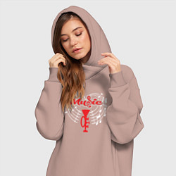 Женское худи-платье Music jazz style, цвет: пыльно-розовый — фото 2