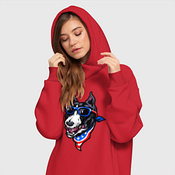 Женское худи-платье Американский пёсик, цвет: красный — фото 2