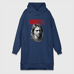 Женское худи-платье Nirvana kurt donald cobain, цвет: тёмно-синий