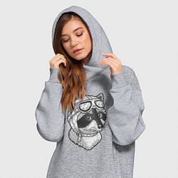 Женское худи-платье Енотик лётчик, цвет: меланж — фото 2