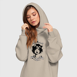 Женское худи-платье Девушка - красивый сплэш, цвет: миндальный — фото 2